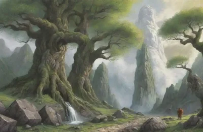 Gigantes majestuosos dominan un paisaje misterioso y poderoso
