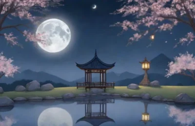 Una noche serena con luna brillante