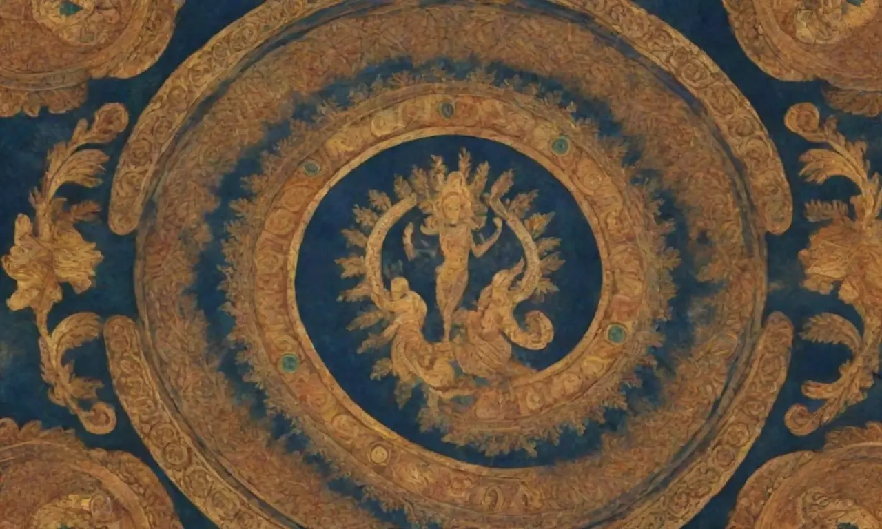 Carvados antiguos con patrones intrincados y elementos celestiales que reflejan la herencia cultural y espiritual