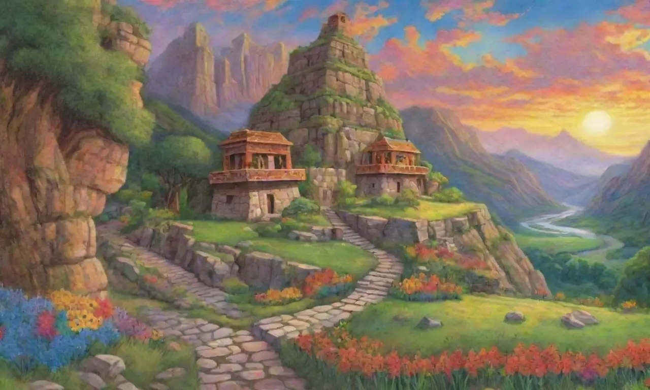 Senderos antiguos rodeados de montañas verdes, ruinas incas y paisajes vibrantes