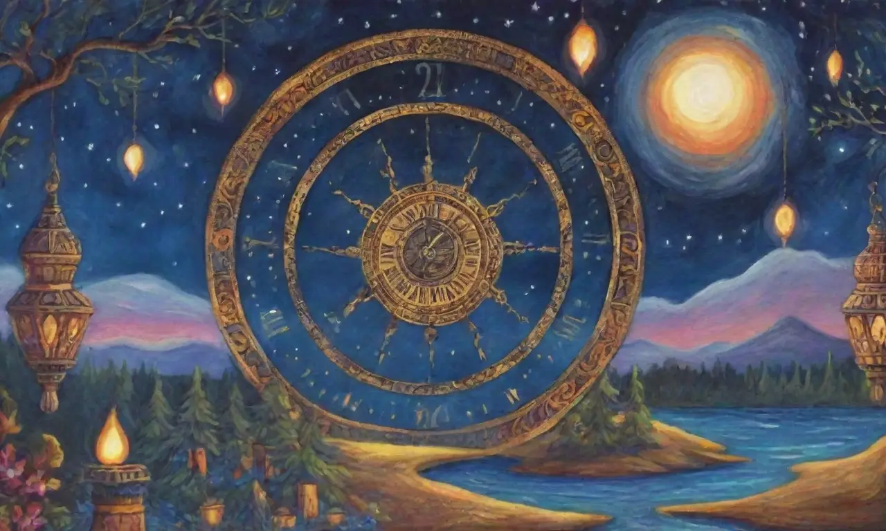 Un collage de elementos místicos y naturales que evocan la belleza y el misterio del universo
