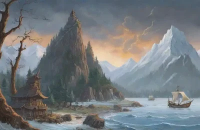 Un paisaje épico nórdico con guerreros