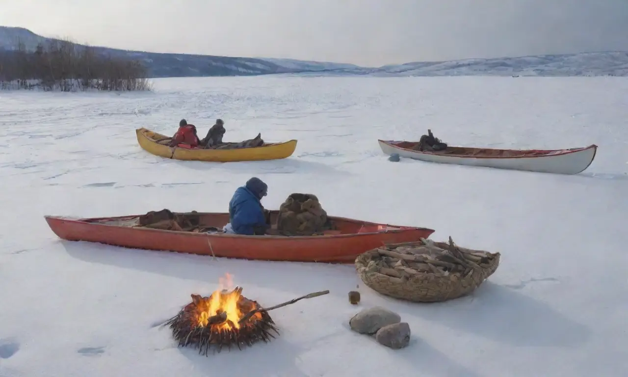 Un paisaje ártico vibrante y tradicional, lleno de vida y cultura inuit