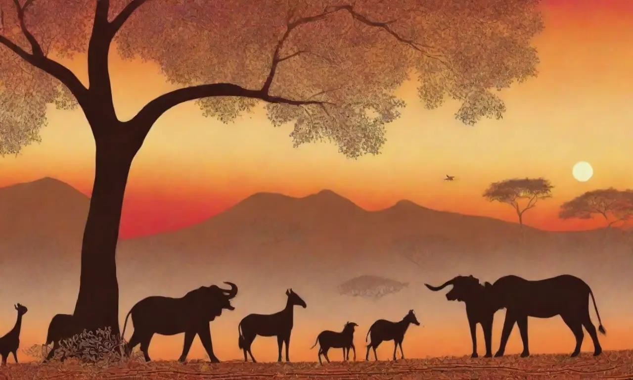 Un paisaje vibrante de la sabana africana lleno de vida y tradición