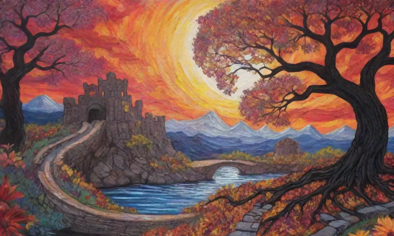 Un tapiz de colores vibrantes y contrastes que entrelaza el pasado y el futuro