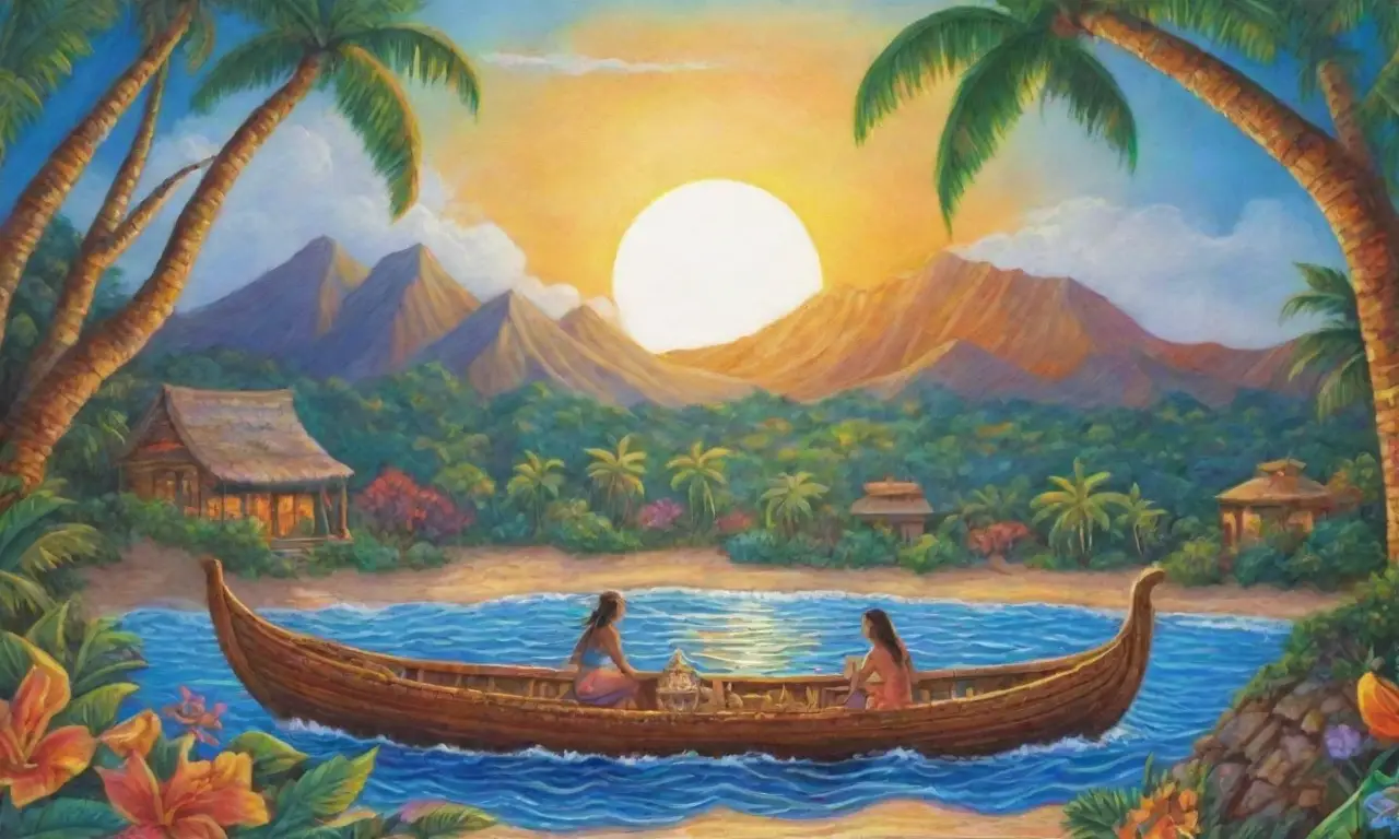 Un paisaje tropical vibrante lleno de colores