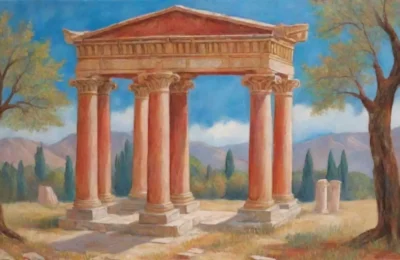 Ruinas de un templo griego antiguo con columnas de mármol