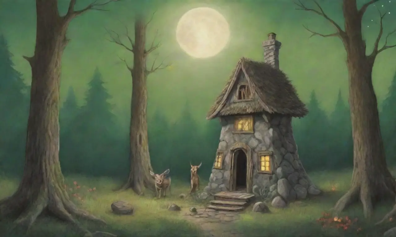 Un bosque denso y mágico, lleno de sombras, criaturas míticas y leyendas