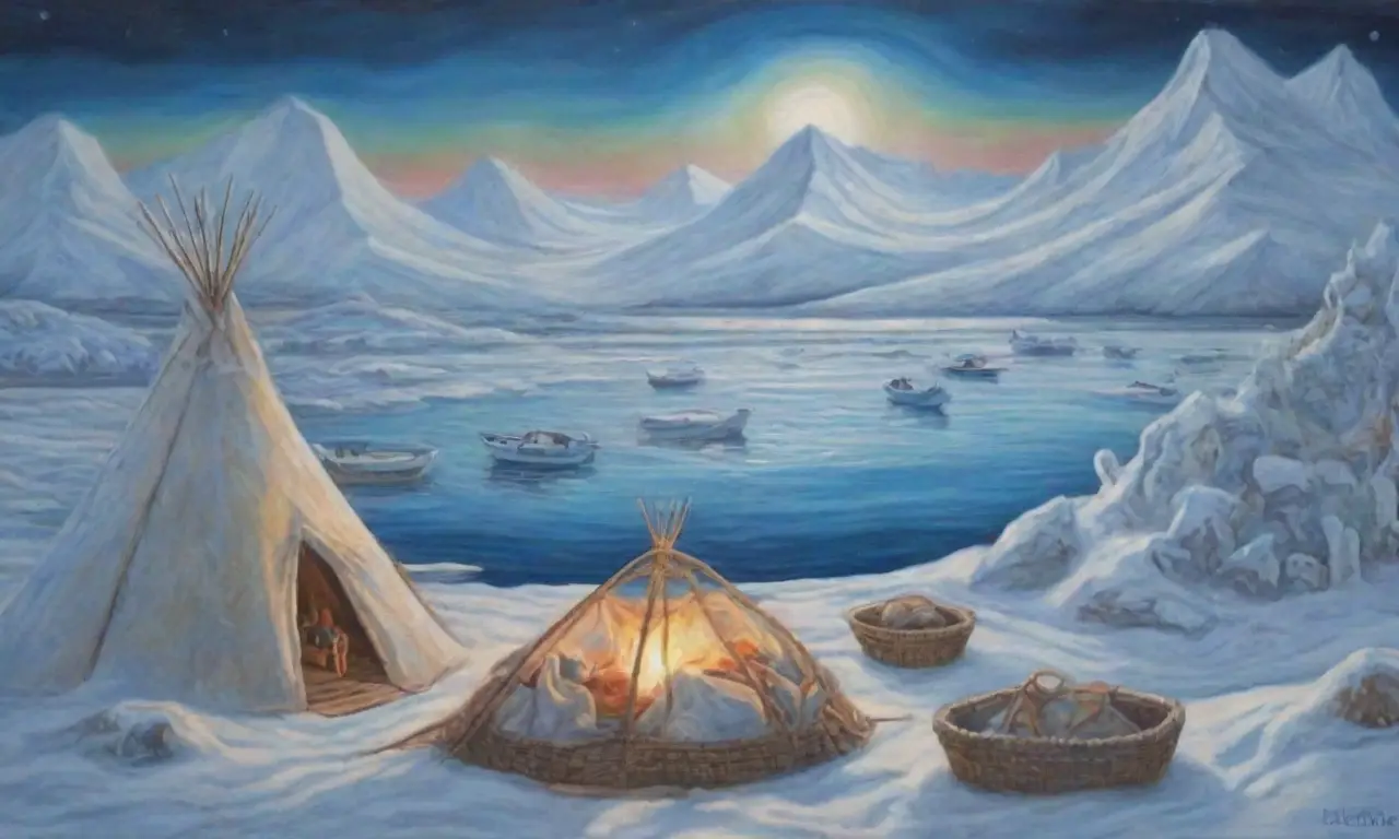 Un paisaje ártico vibrante que captura la esencia de una cultura viva