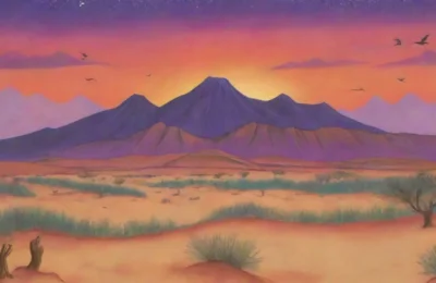 Un desierto dorado con acacias