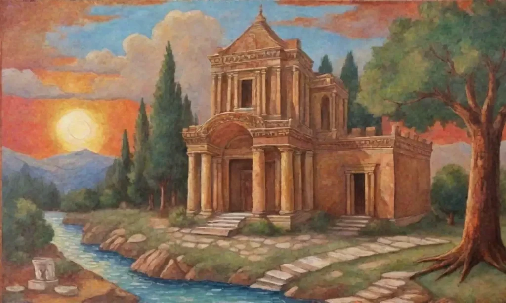 Un paisaje etrusco lleno de templos antiguos