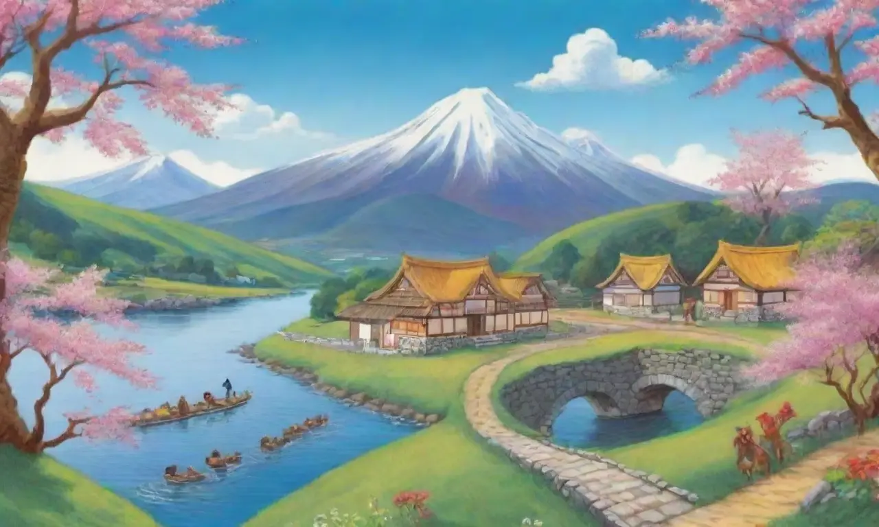 Un paisaje vibrante con Momotaro
