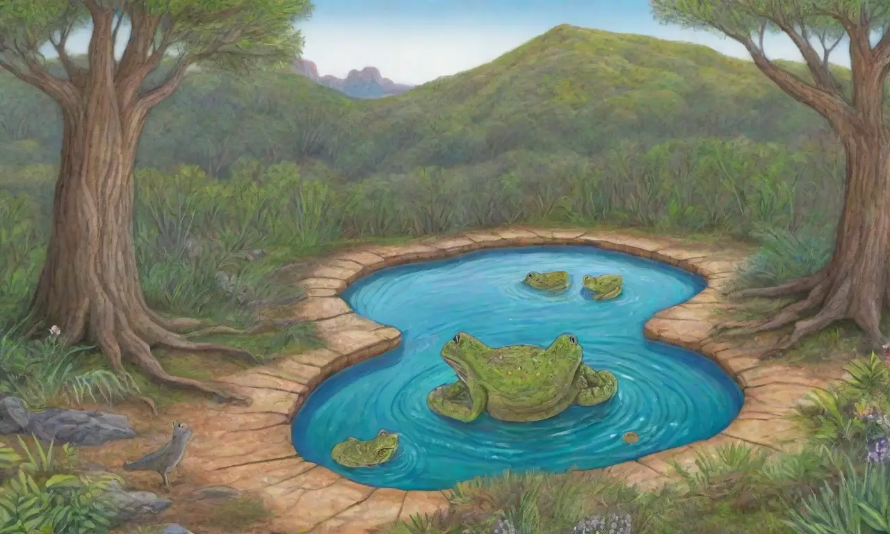 Un paisaje vibrante y armonioso con naturaleza, animales y símbolos aborígenes