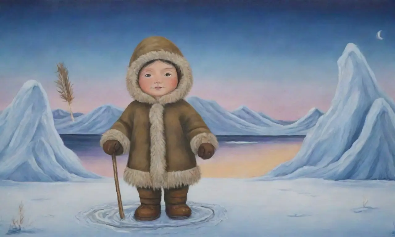 Un guerrero inuit en un paisaje ártico