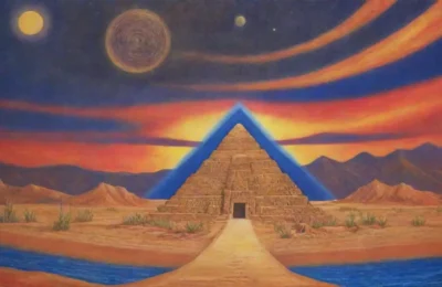 Un paisaje egipcio vibrante con el sol dorado