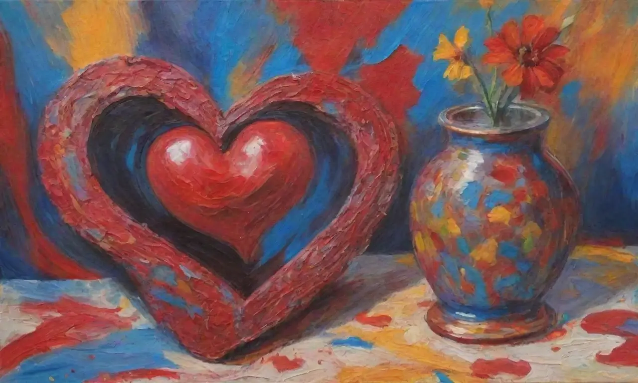 Un lienzo vibrante refleja emociones y cuenta una historia de amor a través de colores y texturas