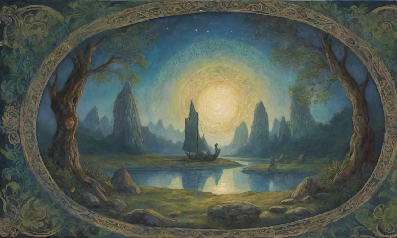 Un paisaje místico de historia y mitología, con guerreros, naturaleza y símbolos celtas