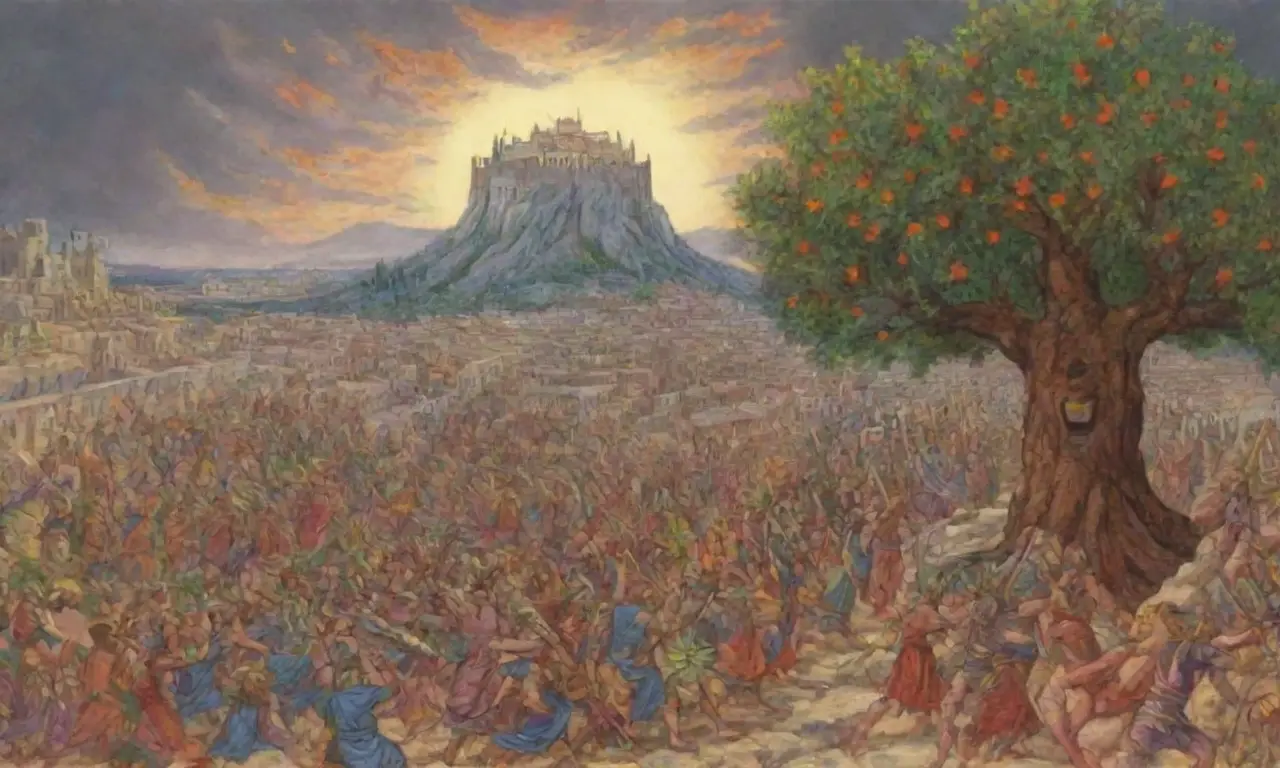 Un vibrante escenario épico de la antigua Grecia, lleno de guerreros, dioses y destinos entrelazados