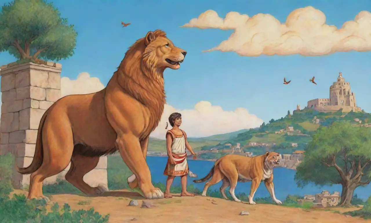 Un mural vibrante de Rómulo y Remo en un paisaje romano lleno de vida y mitología