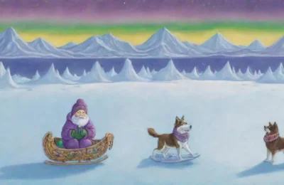 Un paisaje helado y místico con un Inuit
