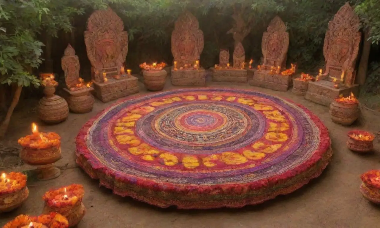 Colores vibrantes, símbolos antiguos y comunidad unida celebran la tradición en un altar iluminado