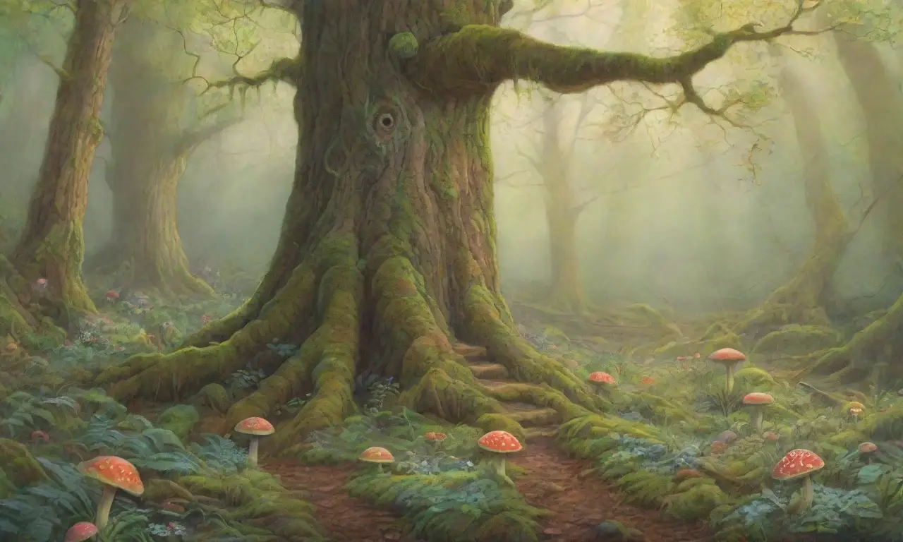 Un bosque mágico lleno de vida, luz y misterio