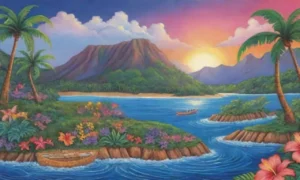 Un paraíso tropical lleno de colores vibrantes