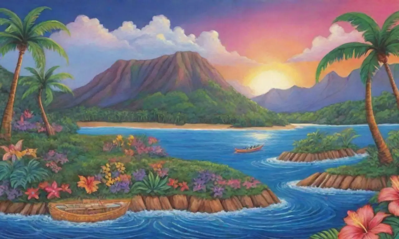 Un paraíso tropical lleno de colores vibrantes