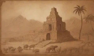 Un paisaje antiguo con tabletas de piedra