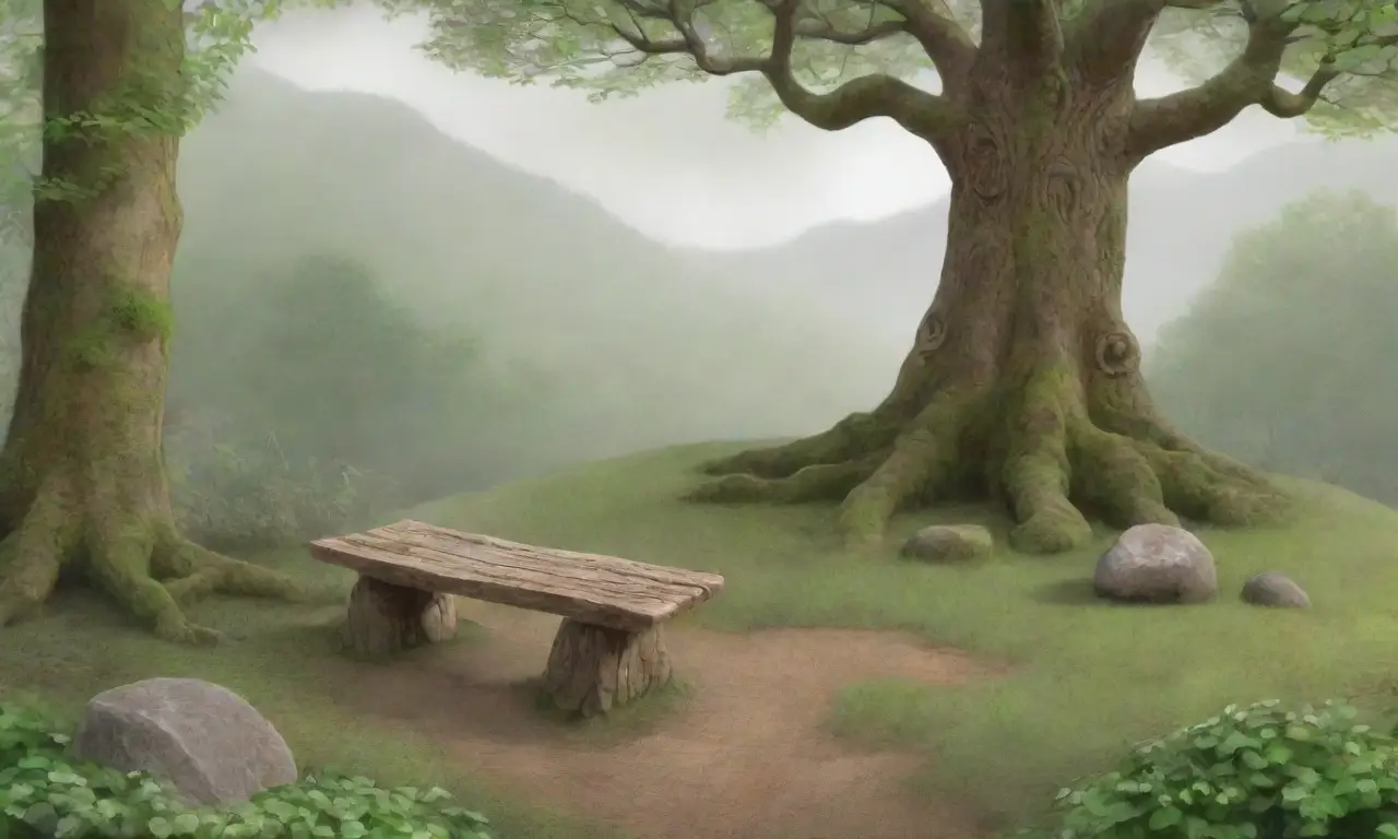 Un bosque verde y antiguo con árboles retorcidos