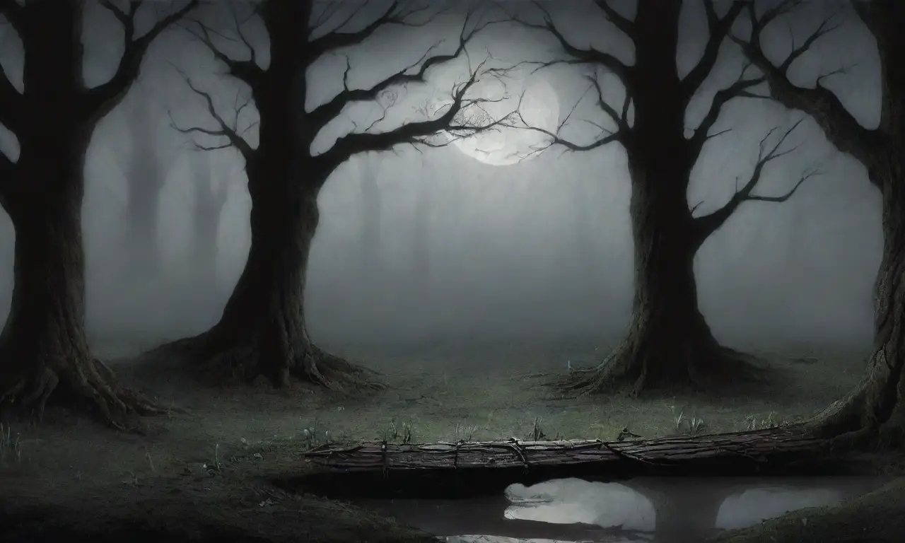 Un bosque oscuro y misterioso con sombras