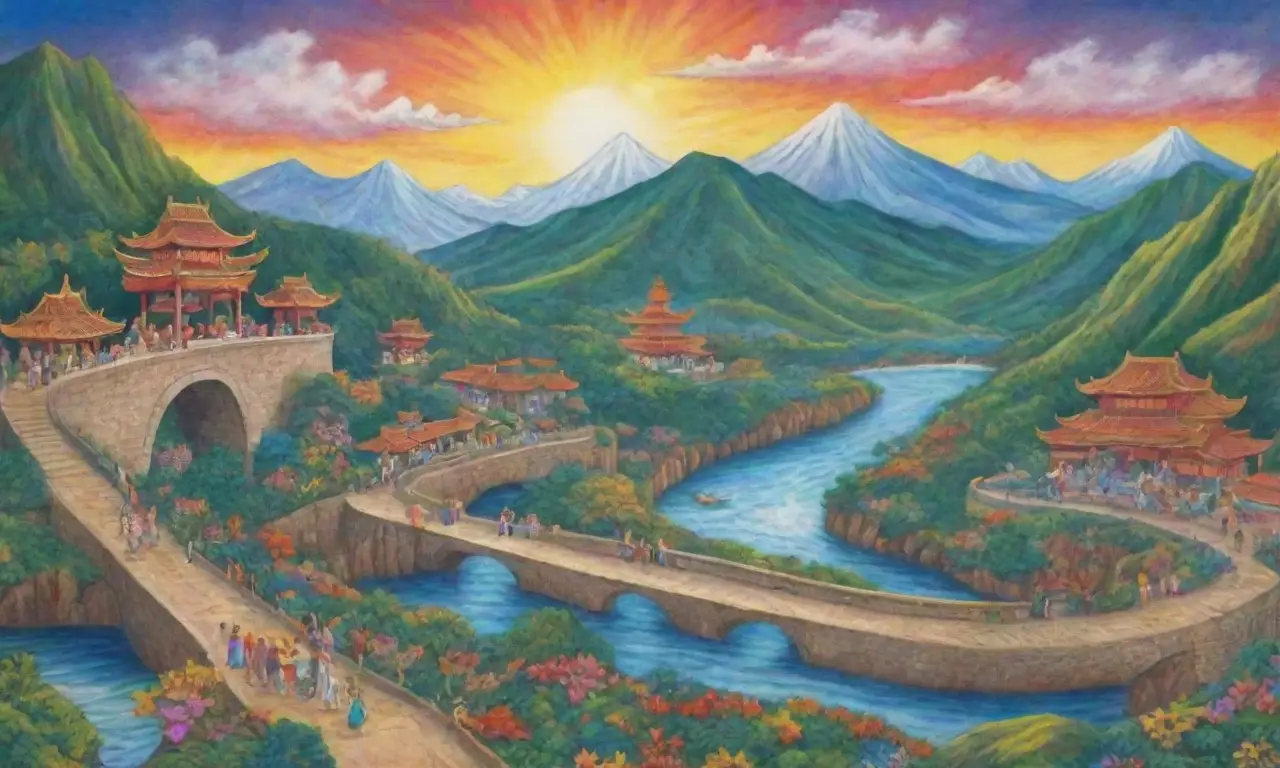 Un vibrante paisaje de mitos y cultura se despliega en colores y formas