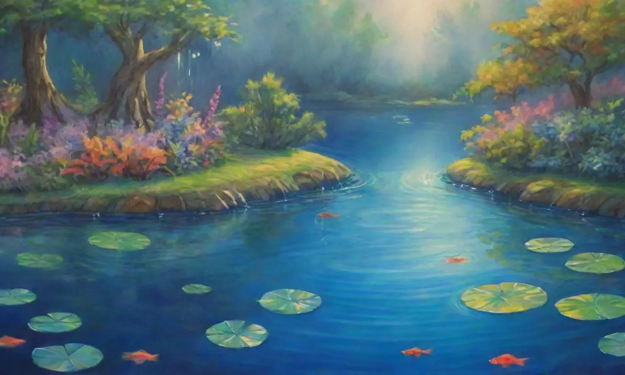 Un paisaje mágico de agua, luz y vida que evoca transformación y belleza
