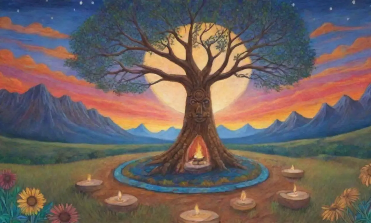 Naturaleza vibrante y rituales sagrados en armonía