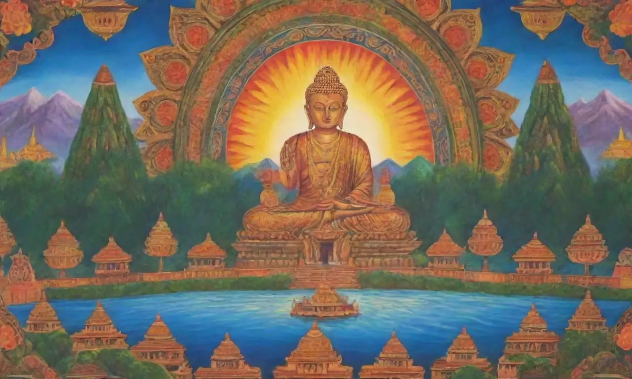 Un conjunto de elementos vibrantes y espirituales que evocan paz y unidad