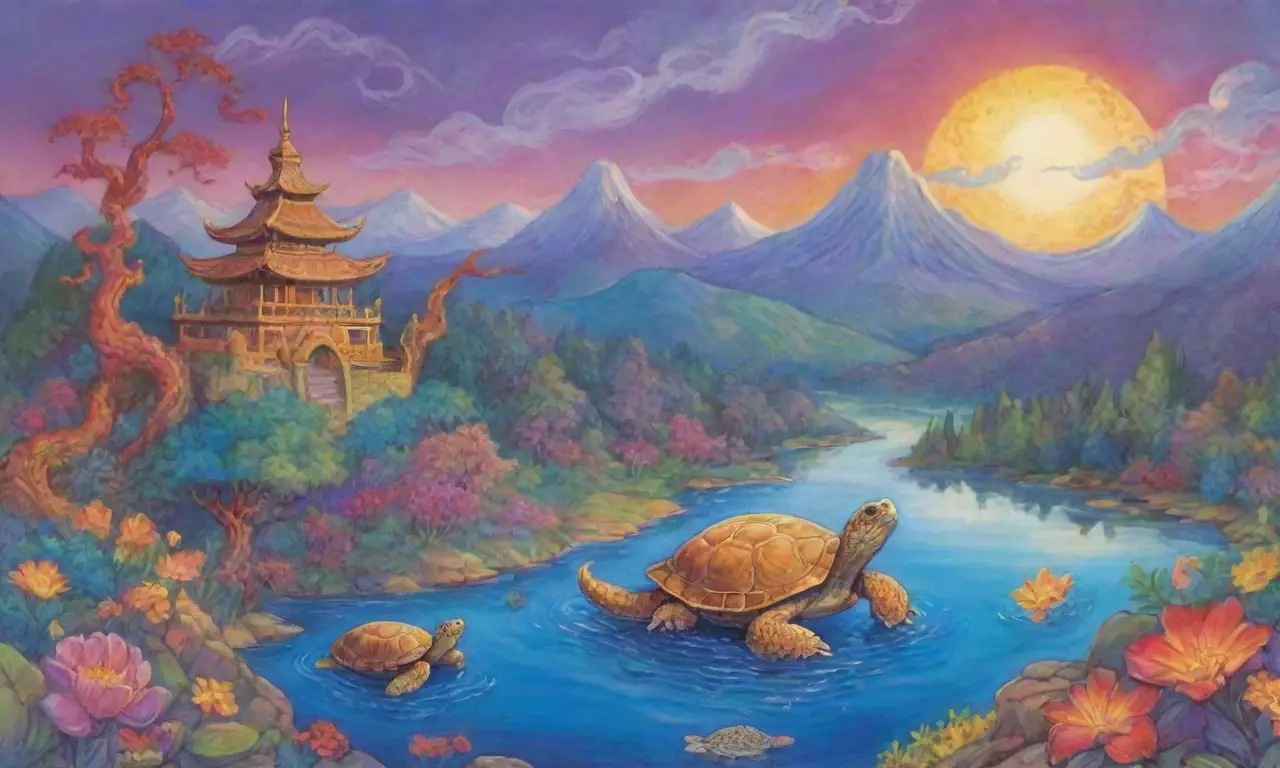 Un paisaje celestial lleno de mitología y naturaleza vibrante