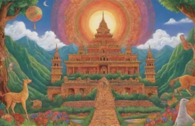 Colores vibrantes y paisajes místicos cuentan historias de dioses y heroínas