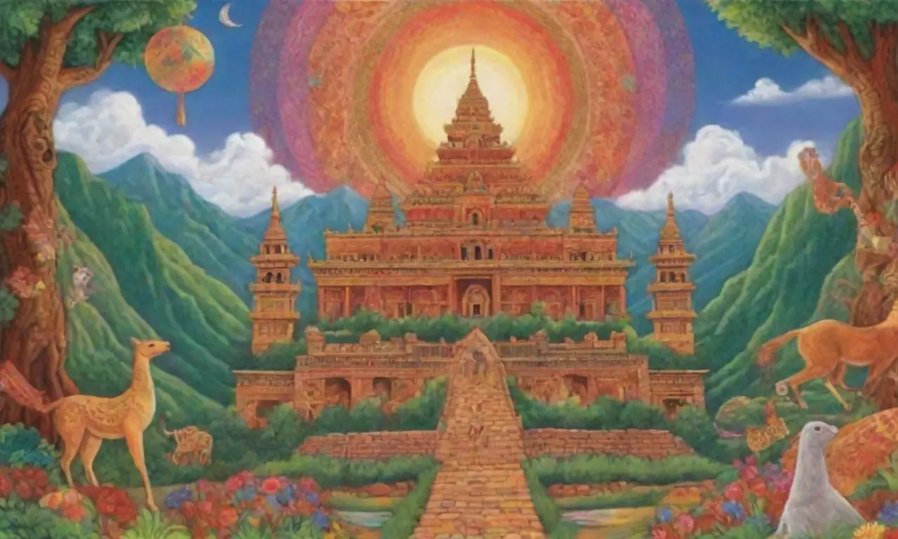 Colores vibrantes y paisajes místicos cuentan historias de dioses y heroínas
