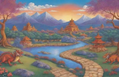 Un paisaje mágico con colinas doradas