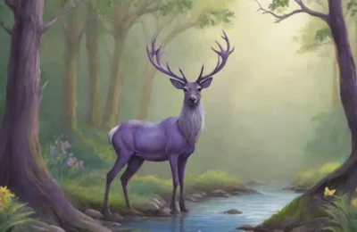 Un bosque exuberante con un ciervo majestuoso