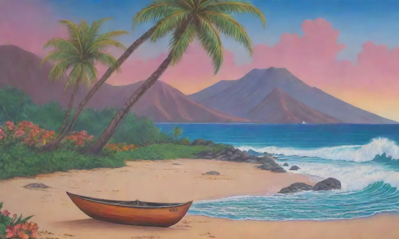 Un paisaje vibrante de Maui con olas