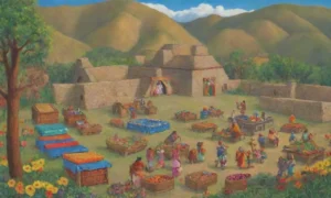 Un paisaje vibrante de cultura inca con montañas verdes