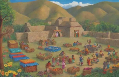 Un paisaje vibrante de cultura inca con montañas verdes