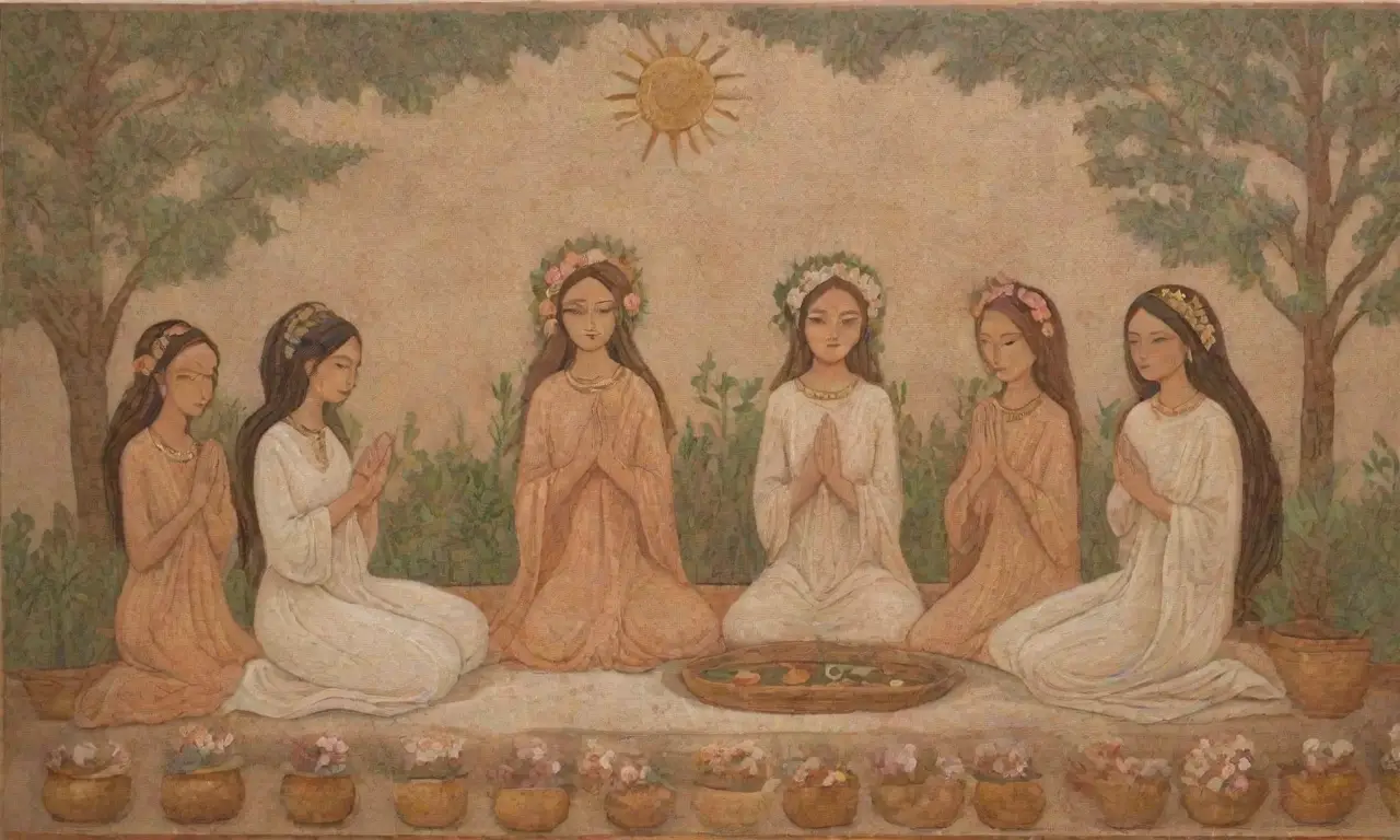 Un vibrante mosaico de espiritualidad y feminidad en un entorno natural