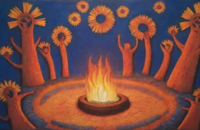 Una ceremonia vibrante llena de fuego