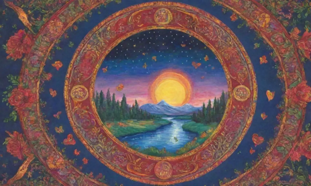 Un paisaje vibrante y mágico lleno de colores