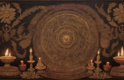 Un altar espiritual rodeado de símbolos antiguos