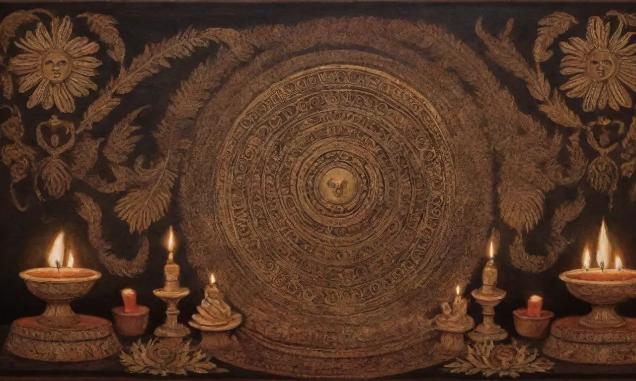 Un altar espiritual rodeado de símbolos antiguos