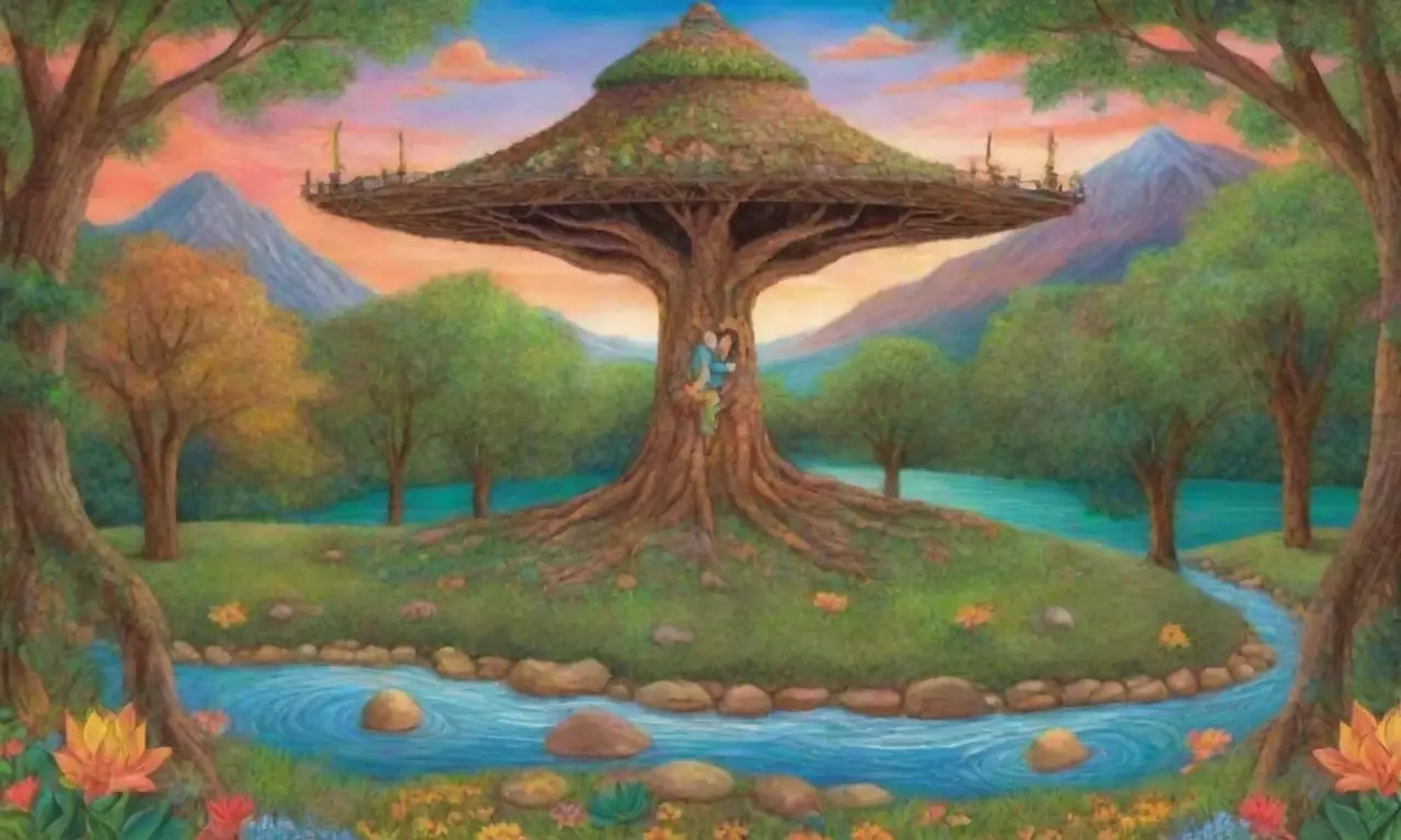 Un paisaje vibrante y sereno que refleja la conexión entre la naturaleza y la vida