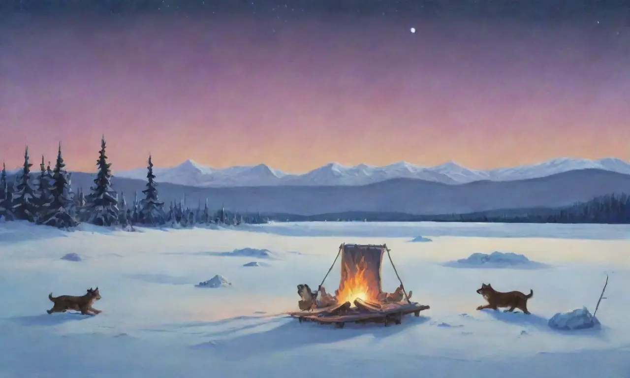Un paisaje helado y místico con un inuit solitario